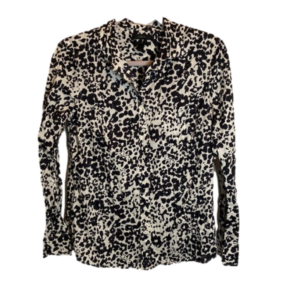 J. Crew boy shirt in snow cat leopard print